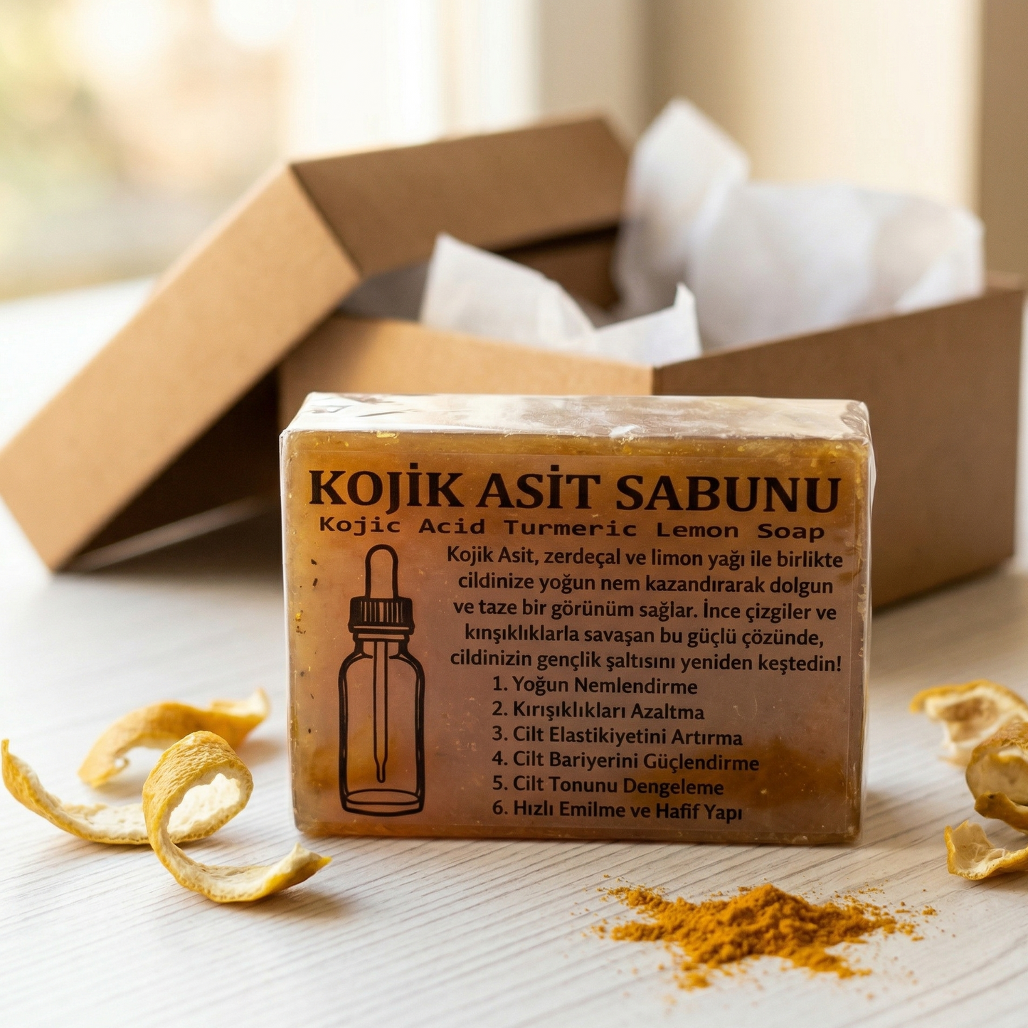 %100 Doğal Kojik Asit & Zerdeçal Sabunu